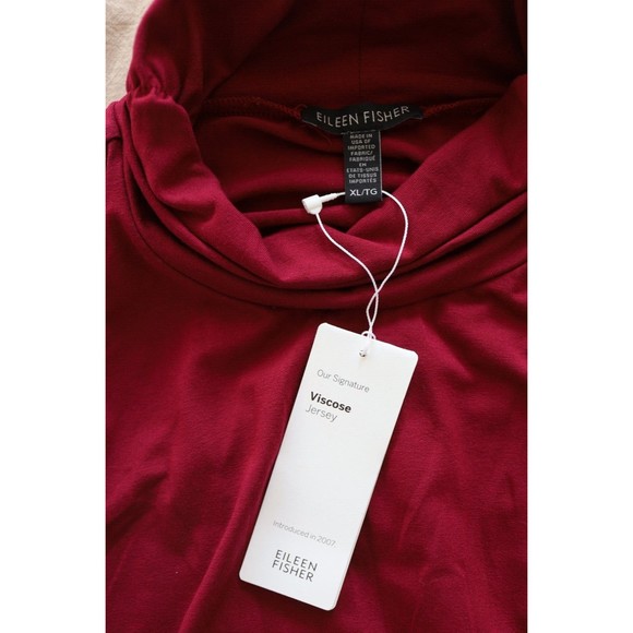 NWT EILEEN FISHER Womens XL Hibiscus Viscose Jersey High/Low Turtleneck Tunic - Picture 4 of 8